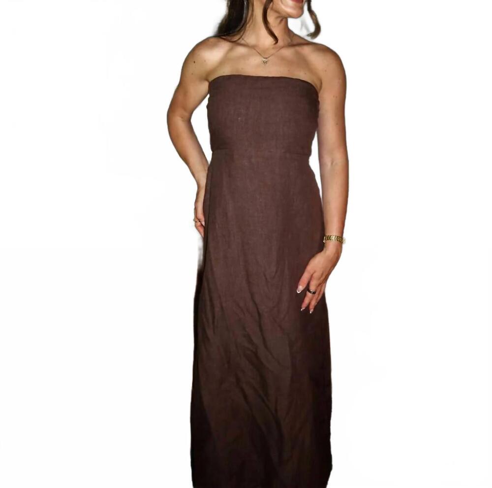 NEW OLIVACEOUS sienna strapless maxi dress in espresso